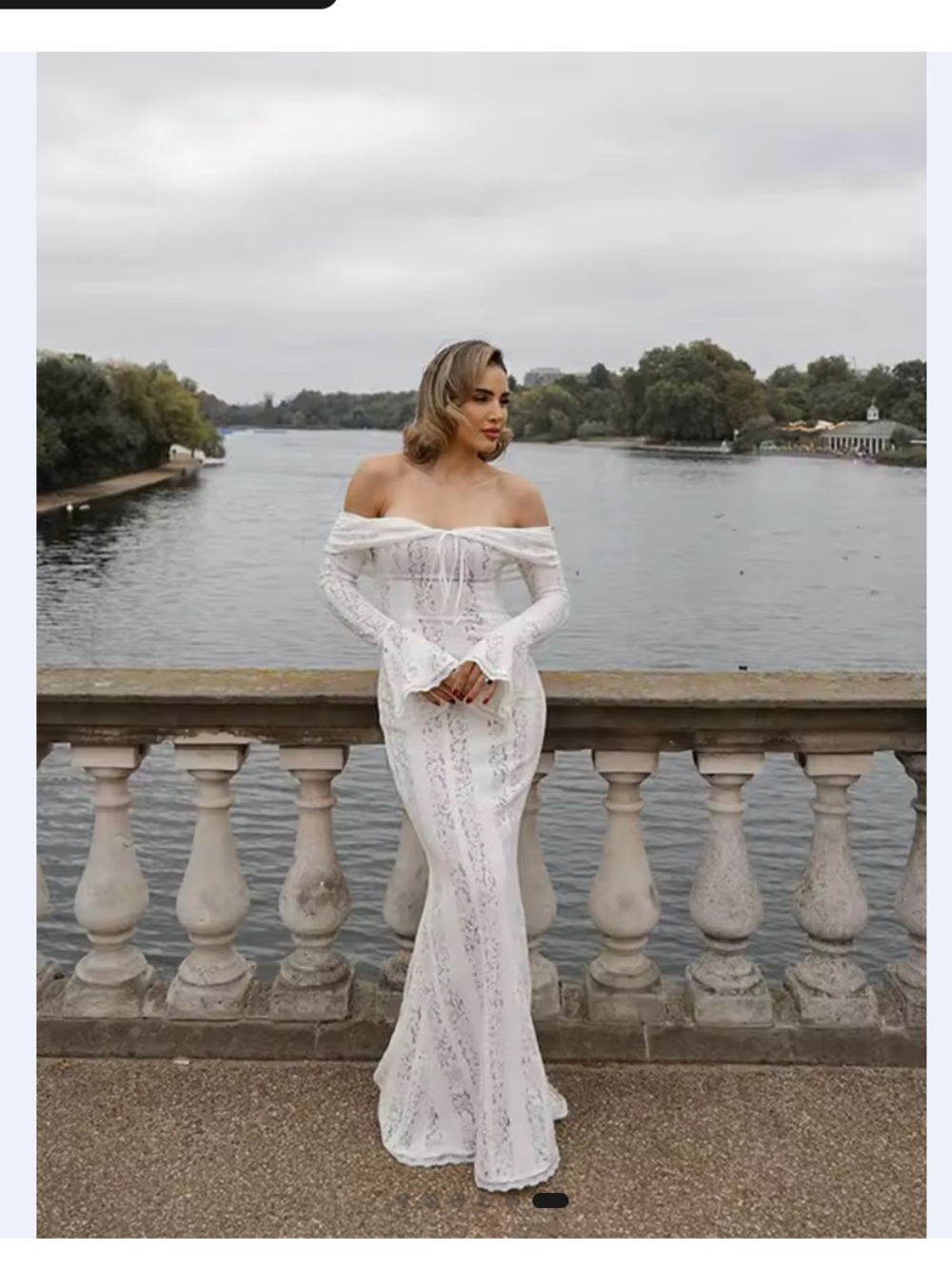 Elegant Off-Shoulder White Lace Maxi Dress